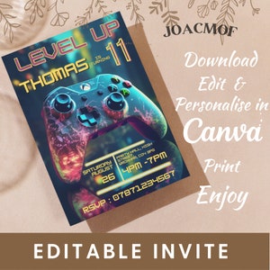 Invito modificabile per la festa dei giocatori Download immediato Controller stampabile per festa di gioco Modello modificabile per invito di compleanno Invito digitale