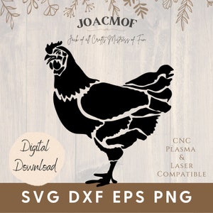 Chicken Stencil Silhouette - Téléchargement numérique - Fichier coupé - Cricut svg dxf png eps Plasma CNC Laser