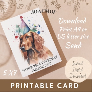Red Setter Greeting Card Instant Digital Download Printable Birthday card Red Setter Printable Dog lover gift funny quote downloadable print