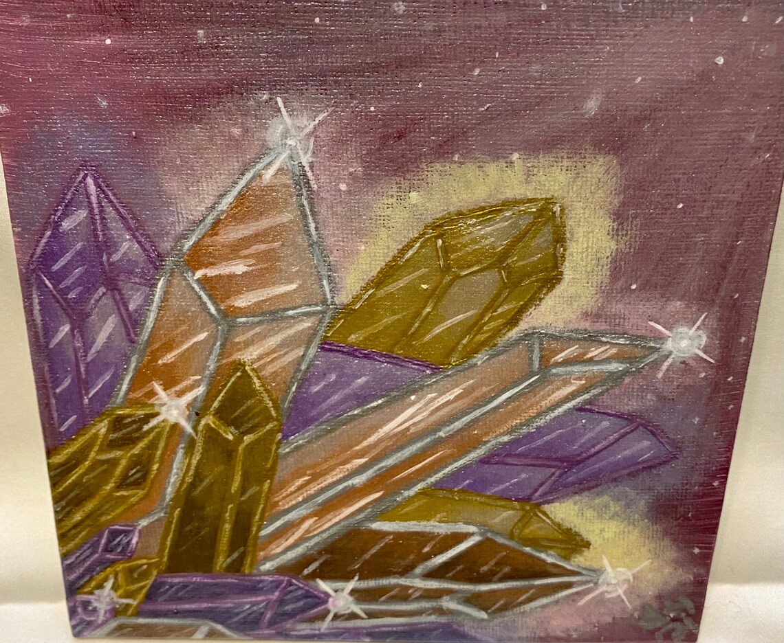 Cluster of Crystals Acrylic Painting, Crystals, Healing Crystals - Etsy UK