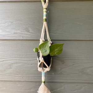 2 inch Macrame Plant Hanger, Macrame Plant Holder, Linen Colored Macrame Plant Hanger, Succulent Macrame Plant Hanger