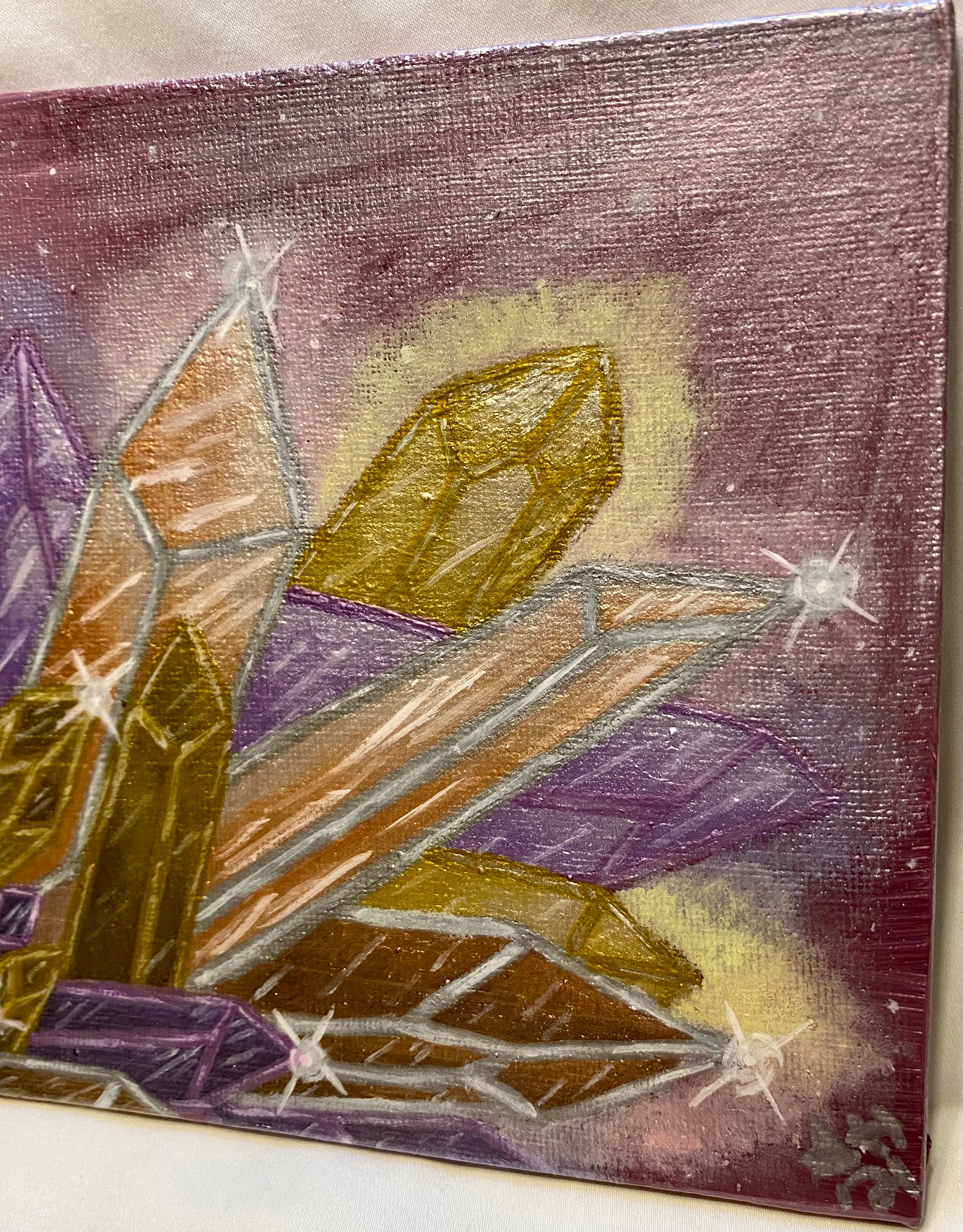 Cluster of Crystals Acrylic Painting, Crystals, Healing Crystals Etsy UK