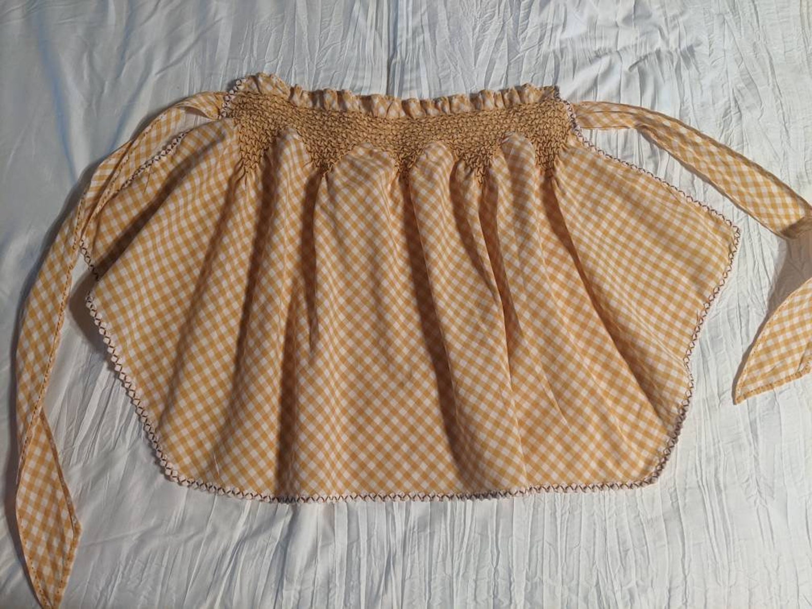 Smocked Cocktail Apron With Rick Rack Trim Detail - Etsy