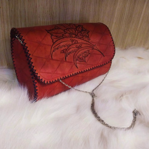 Cowhide Women's Bag, Stitched Bag, Handmade Leather, Summer Gift, Chain Bag, Mini Wallet, For Mom, shops Gift For Her, Natural Leather Wallet