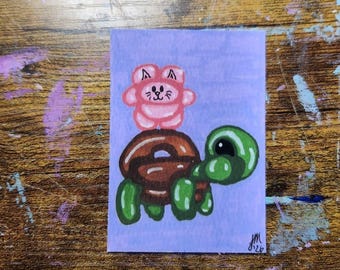 ACEO Original Acrylic Painting Balloon animals 2.5x3.5  *Art Print