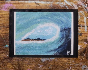 ACEO MAGNET Original Inside the Wave Acrylic Painting 2.5x3.5  *Art Print