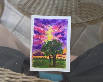 ACEO Art Card Original Watercolor  Hand Painted 2.5" x 3.5" El_duderino_art