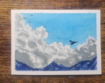 ACEO Art Card Original Watercolor  Hand Painted 2.5" x 3.5" El_duderino_art