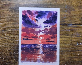 ACEO Art Card Original Watercolor  Hand Painted 2.5" x 3.5" El_duderino_art