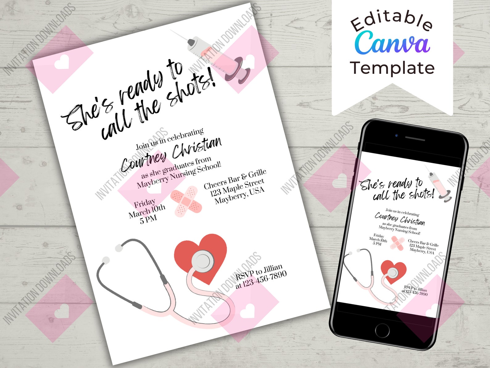 Nurse Graduation Invitation Template RN Graduation Party Etsy