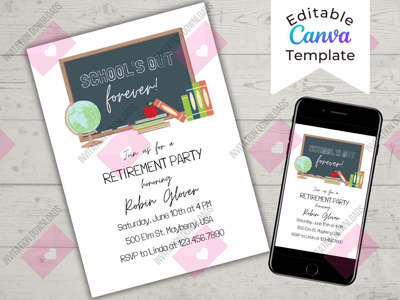 Teacher Retirement Party Invitation Template School's - Etsy