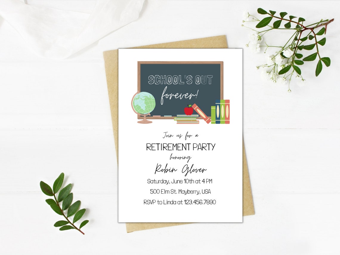 Teacher Retirement Party Invitation Template School's | Etsy