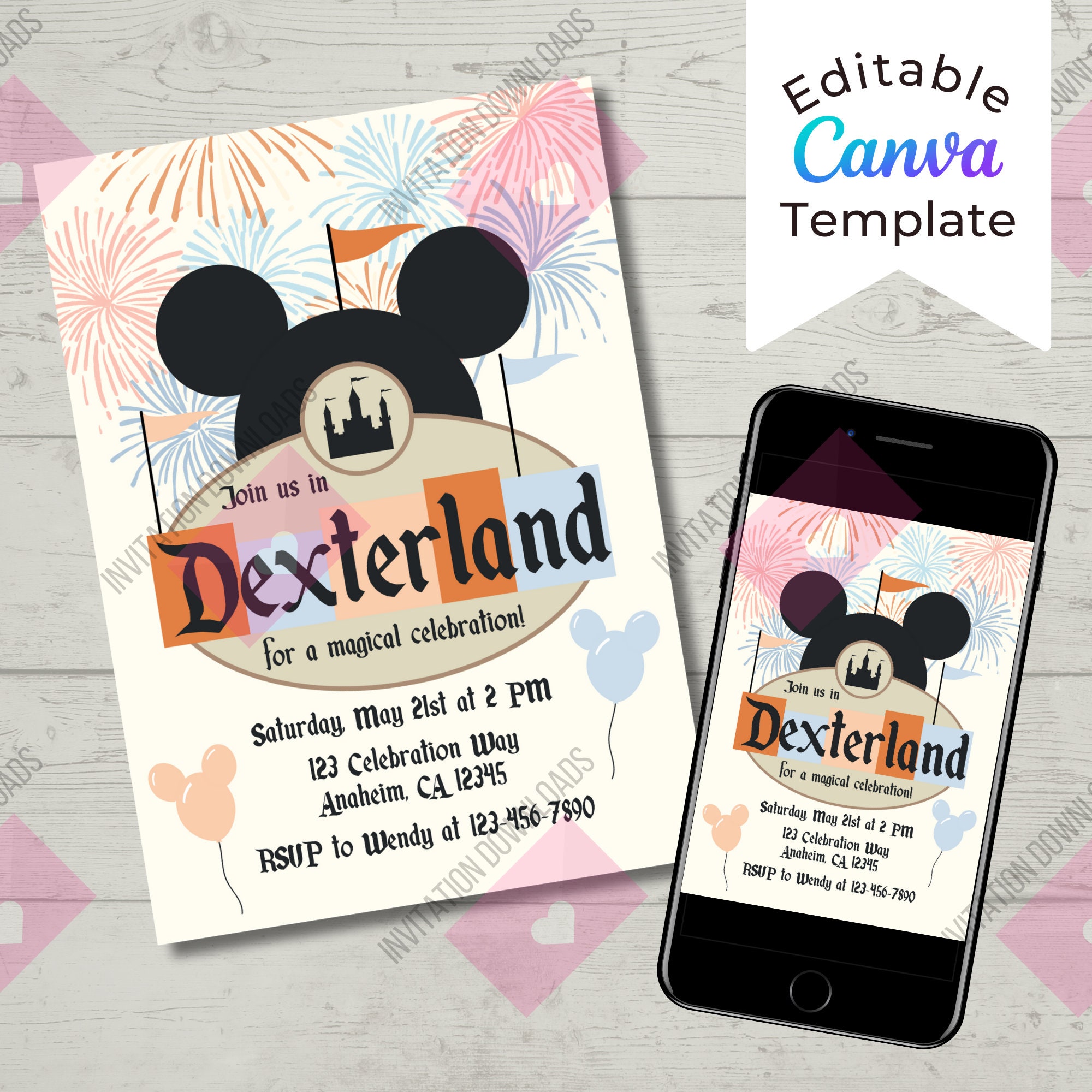 Classic Mickey Theme 8.5x11 Digital Paper Backgrounds for 