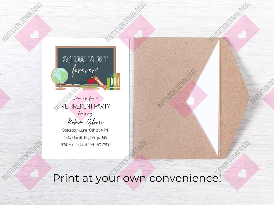 Teacher Retirement Party Invitation Template School's - Etsy