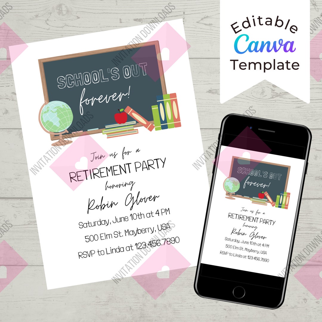 Teacher Retirement Party Invitation Template School's - Etsy