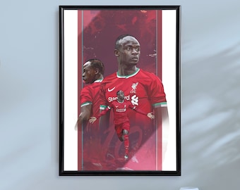 SADIO MANE LFC Poster, Film Art Print, A4, A3, Geschenk für Sie / Ihn, Sport Poster, Film Poster, Digital Art, Schlafzimmer Wandkunst
