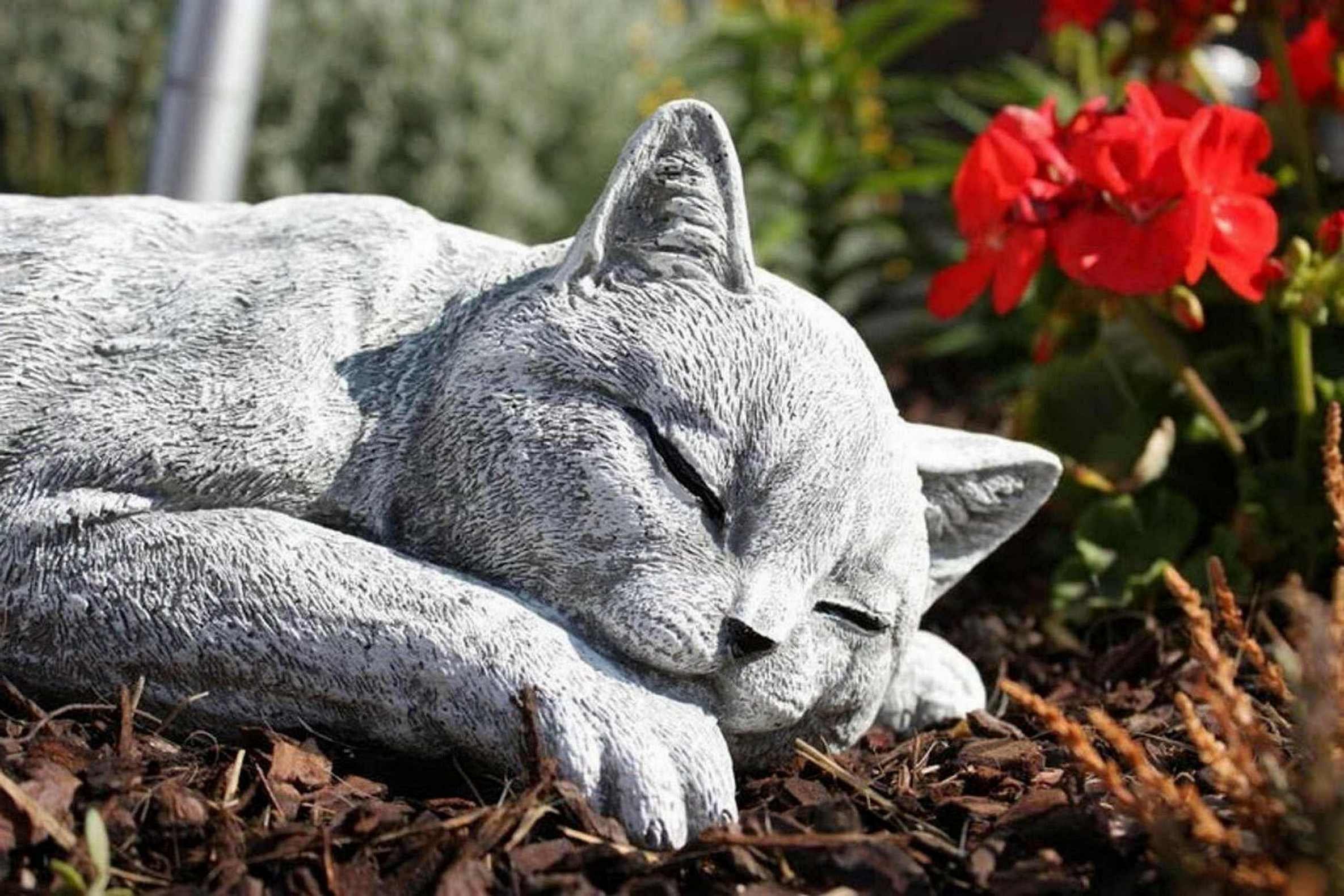 Cement Sleeping Cat Statue Etsy