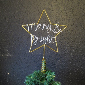 Personalised Christmas tree topper wire, Merry & bright Star tree topper for Christmas tree star wire, Christmas tree decorations gifts