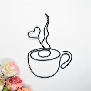 Coffee mug wire sign, tea cups, tea cup wire wall art, Kitchen wall decor signs, kitchen gift art items, lover coffee bar sign gift gifts