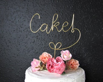Cake Wedding cake topper, Birthday Cake Wire Cake Topper wedding gold decor, party cake topper decor, metal funny wedding cake toppers