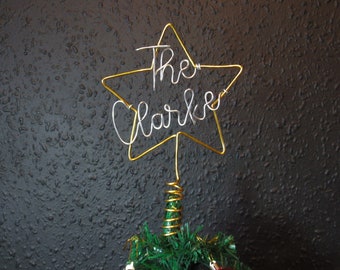 Wire Star tree topper for Christmas tree topper Personalised Family name Christmas tree star wire star decorations topper Christmas gifts