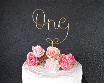 Custom 1st birthday cake topper wire, one number cake topper wire rose gold, custom first 21st 40th 50th 30th birthday gifts cake decoration