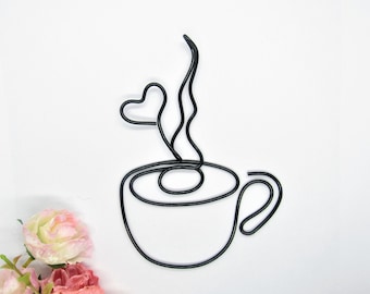 Kaffeetasse Draht Schild, Teetassen, Teetasse Draht Wandkunst, Küchen Wand Dekor Schilder, Küche Geschenk Kunst Artikel, Liebhaber Schild Kaffeebar Geschenk Geschenke