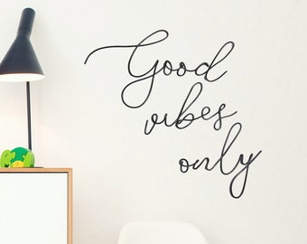 Good vibes only sign wire words wall art home decor, large metal wall art good vibes gifts hangings, bedroom apartment living room art decor