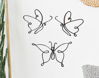 Butterfly wire metal wall art home decor, garden boho living room bedroom woodland nursery decor, butterfly line art animal nursery wall art