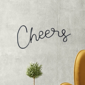 Wire Cheers sign wall art home bar decor, outdoor cheers bar sign metal wall art wire words hanging dining room wall decor, fathers day gift