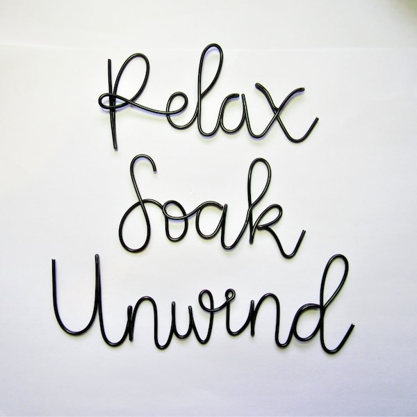 Relax Soak Unwind sign wire words wire wall art bathroom wall decor, relax soak unwind wire words bathroom sign wall art, handmade decor