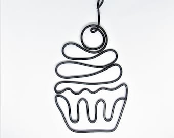 Tasse Kuchen Schild Draht Wand Kunst Küche Wand Dekor Kunst, Metall Küche Schild Wohnkultur Geschenk, Essen Display Schild Esszimmer Wand Dekor Behänge