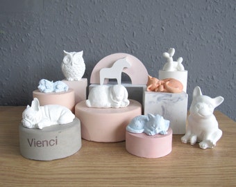 Figurine di cani e gatti in cemento, conigli, animali domestici, miniature, decorazioni per la cameretta dei bambini, statuette di gatti addormentati, decorazioni per ornamenti di animali