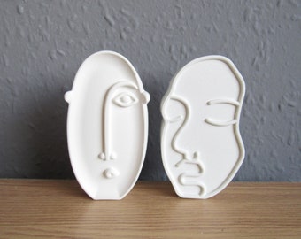 Couple ornament gifts Man and Woman abstract face sculpture art decor Piccaso face concrete ornament decorative sculpture, wedding gift