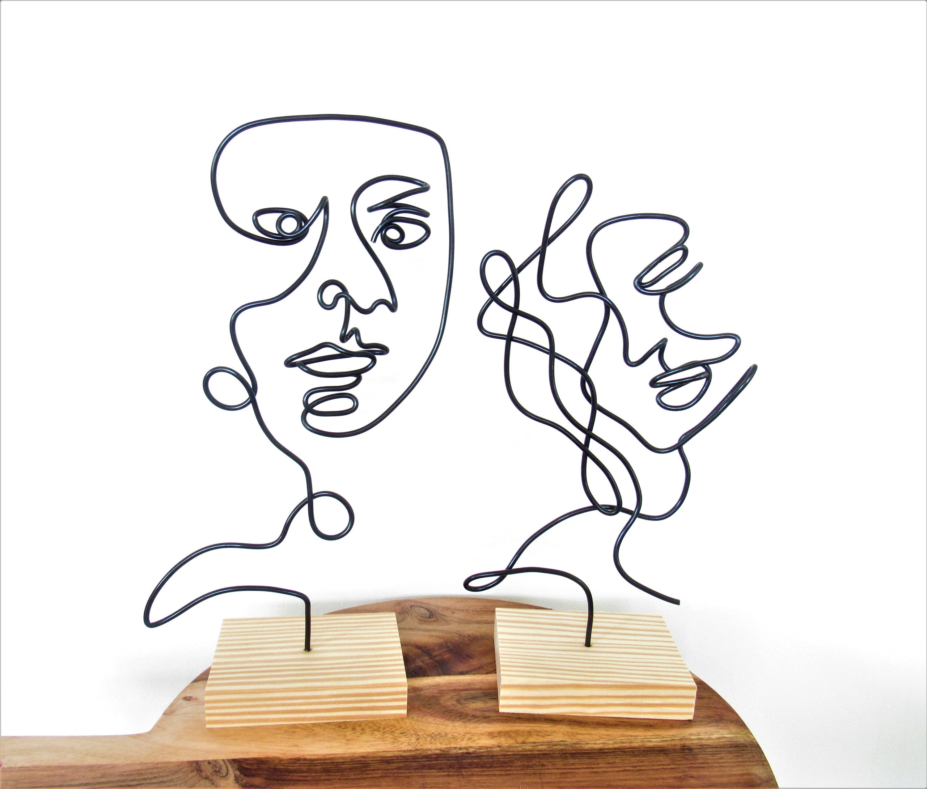 Metal Man and Woman face sculpture art modern abstract woman | Etsy