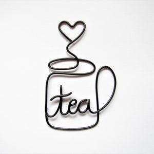 Tea cup tea mug wire sign, tea cups gifts wire wall art, Kitchen wall decor signs, kitchen gift art items, tea lover gifts party