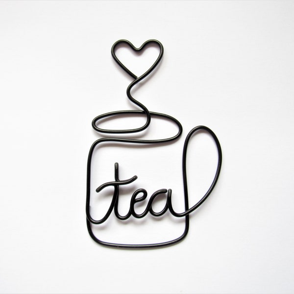 Tea cup tea mug wire sign, tea cups gifts wire wall art, Kitchen wall decor signs, kitchen gift art items, tea lover gifts party