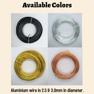 May include: Four spools of aluminum wire in different colors: black, silver, gold, and copper. The wire is available in 2.5 and 3.0 mm diameters.