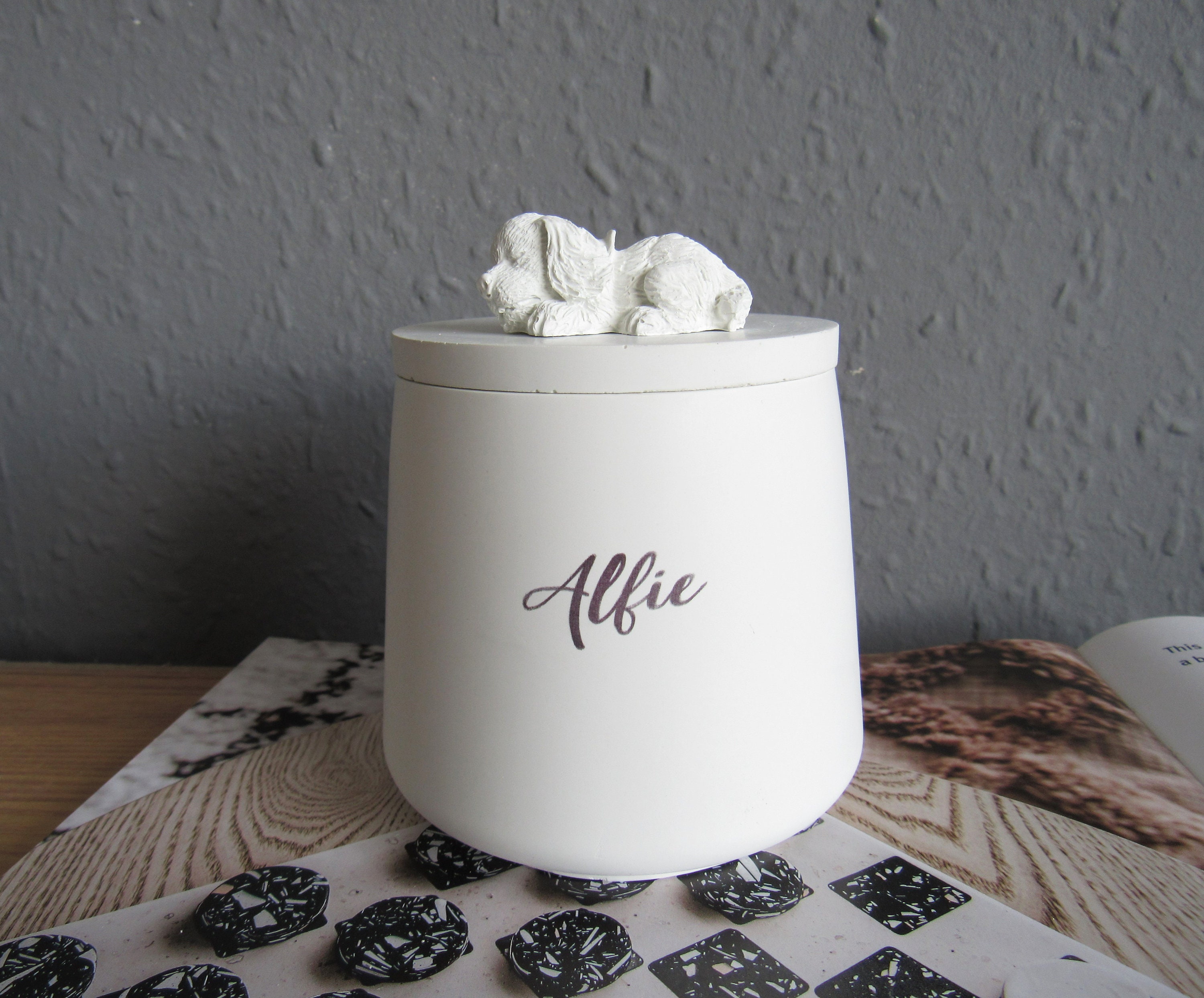 Personalised pet urn for dog or cat concrete urn for ashes pet loss memorial gift custom name urn dog cat urn, memorial keepsake urn pot