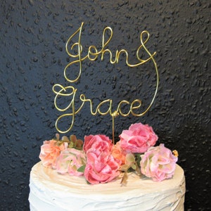 Custom couple name wedding cake topper wire, name Cake Topper wedding gold decor, engagement cake topper decor, metal wedding cake toppers