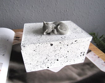 Pet urn box for dog or cat memory box concrete urn for ashes pet loss memorial gift modern dog cat urn memorial keepsake urn, concrete urn