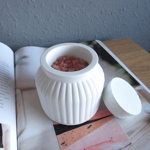 Concrete salt cellar with lid bath salts jar pot concrete container salt pot kitchen storage, bathroom accessories salt storage concrete pot