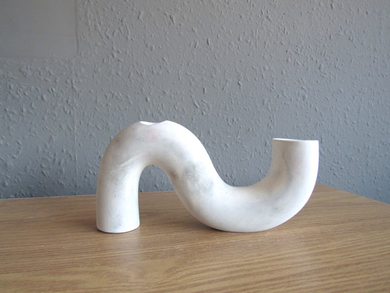 Wavy Nordic double candle holder concrete candle stick holder centerpiece modern unique candle holder minimalist decor, dining table decor image 9