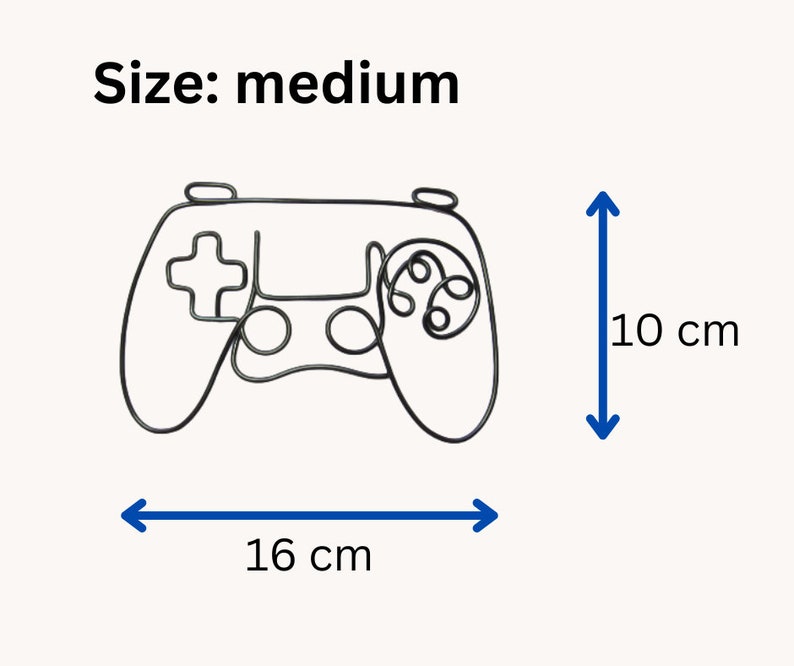 K&ouml;nnte beinhalten: Eine schwarze Drahtgitter-Umrandung eines Videospiel-Controllers, 16 cm breit und 10 cm hoch. Gr&ouml;&szlig;e: mittel.