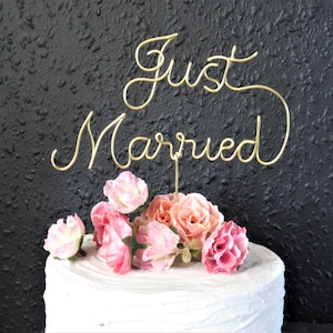 Just Married wedding cake topper, Just married Wire Cake Topper for wedding, metal just married sign gold cake topper decor decorations