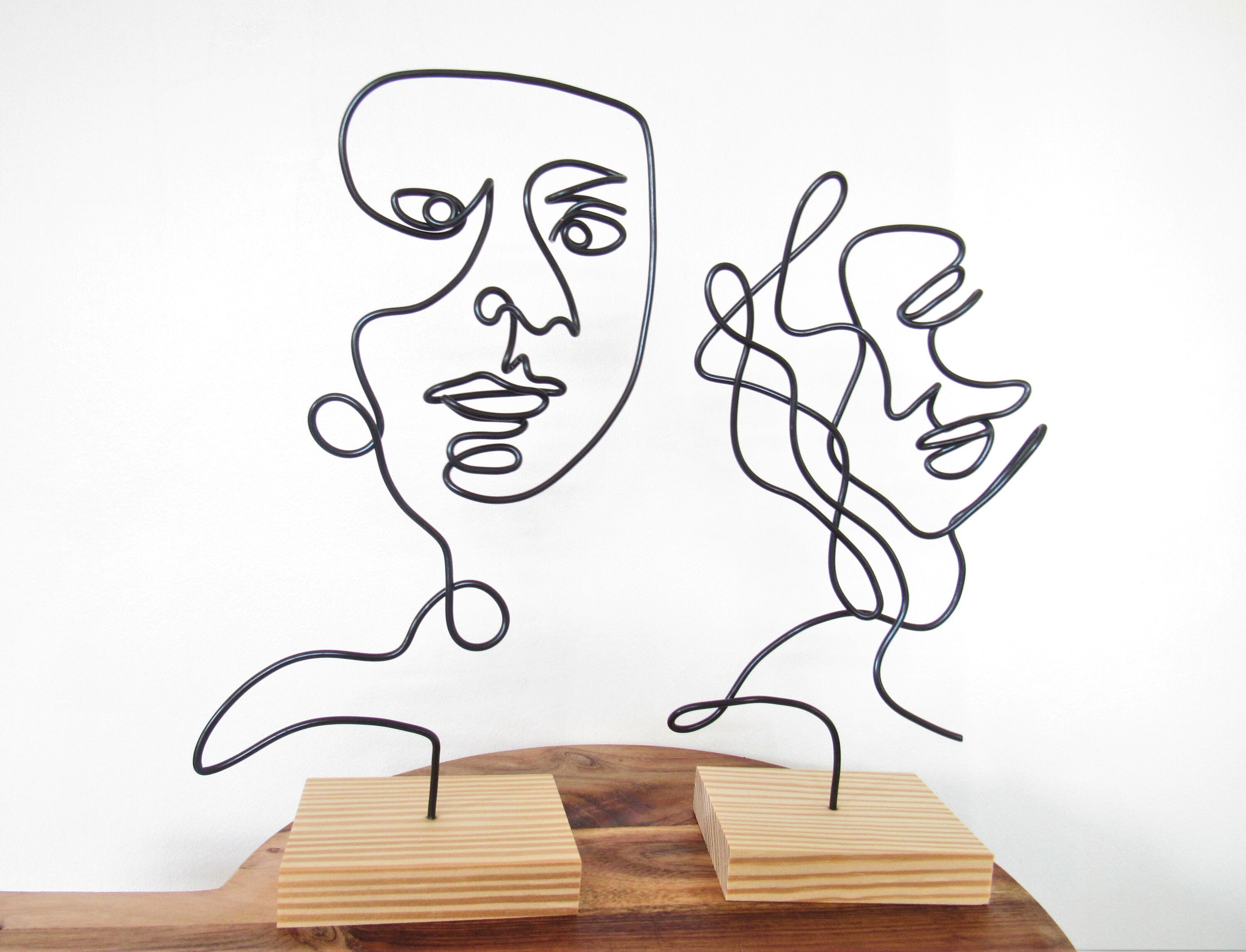 Metal Man and Woman Face Sculpture Art Modern Abstract Woman | Etsy UK