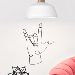 Wire Hand sign ASL I Love You metal wall art home decor, American Sign Language Deaf Gift wire wall art hangings bedroom decor, unique gifts