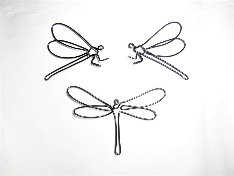 Dragonfly sign metal wall art, dragonfly gift wire wall art decor, dragonflies home decor wall hangings housewarming gift one line art image 2