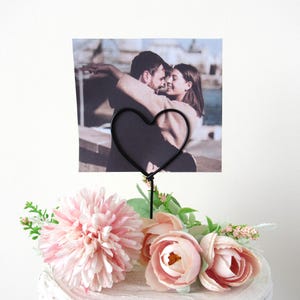 Fotohalter Kuchen Topper Draht herzförmige Tortenaufleger Hochzeit Cake Topper Draht Fotohalter, Cake Topper Hochzeitsdeko Unikat Metall Topper