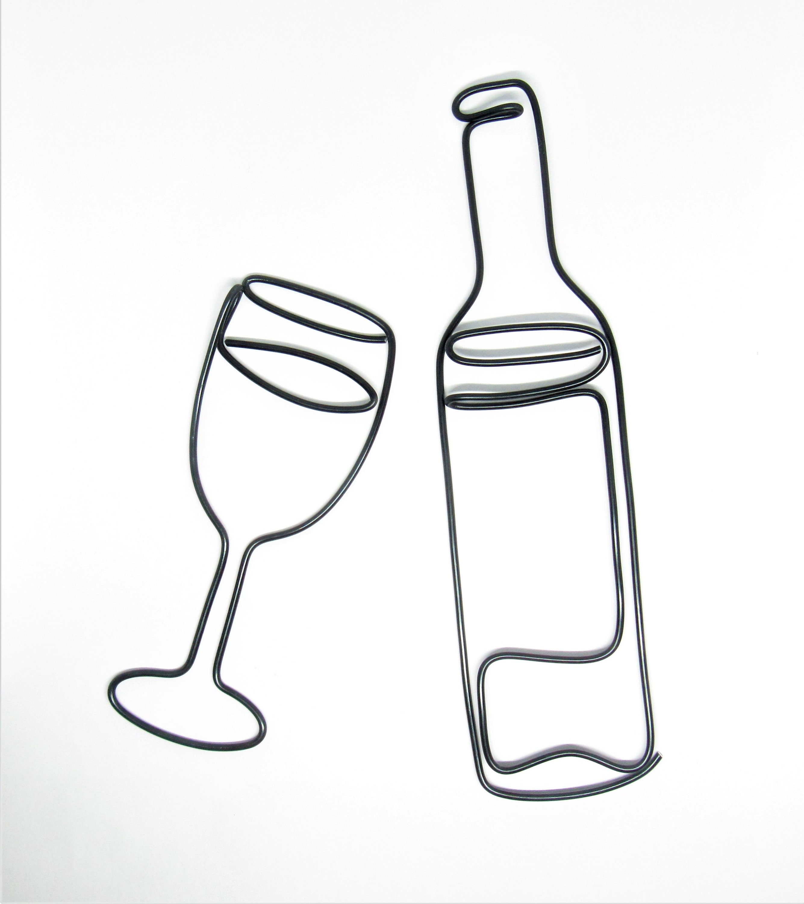 Wire Wine Bottle and Wine Glass Wall Art Sign Wire Words Bar Etsy UK